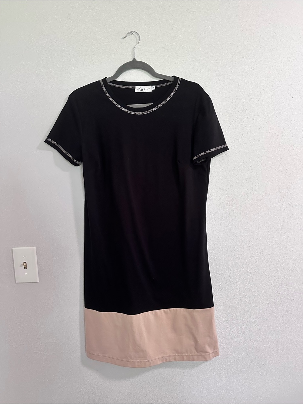 Linden Black Dress with Cream Hem